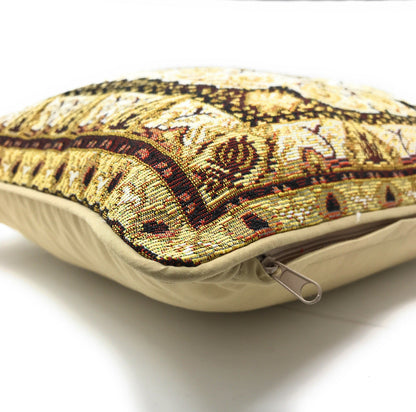 Golden Persian Style Rug Floral Tapestry Throw Pillow Covers 16" x 16"