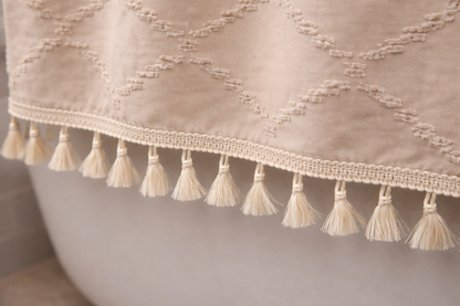 Tufted Beige Shower Curtain