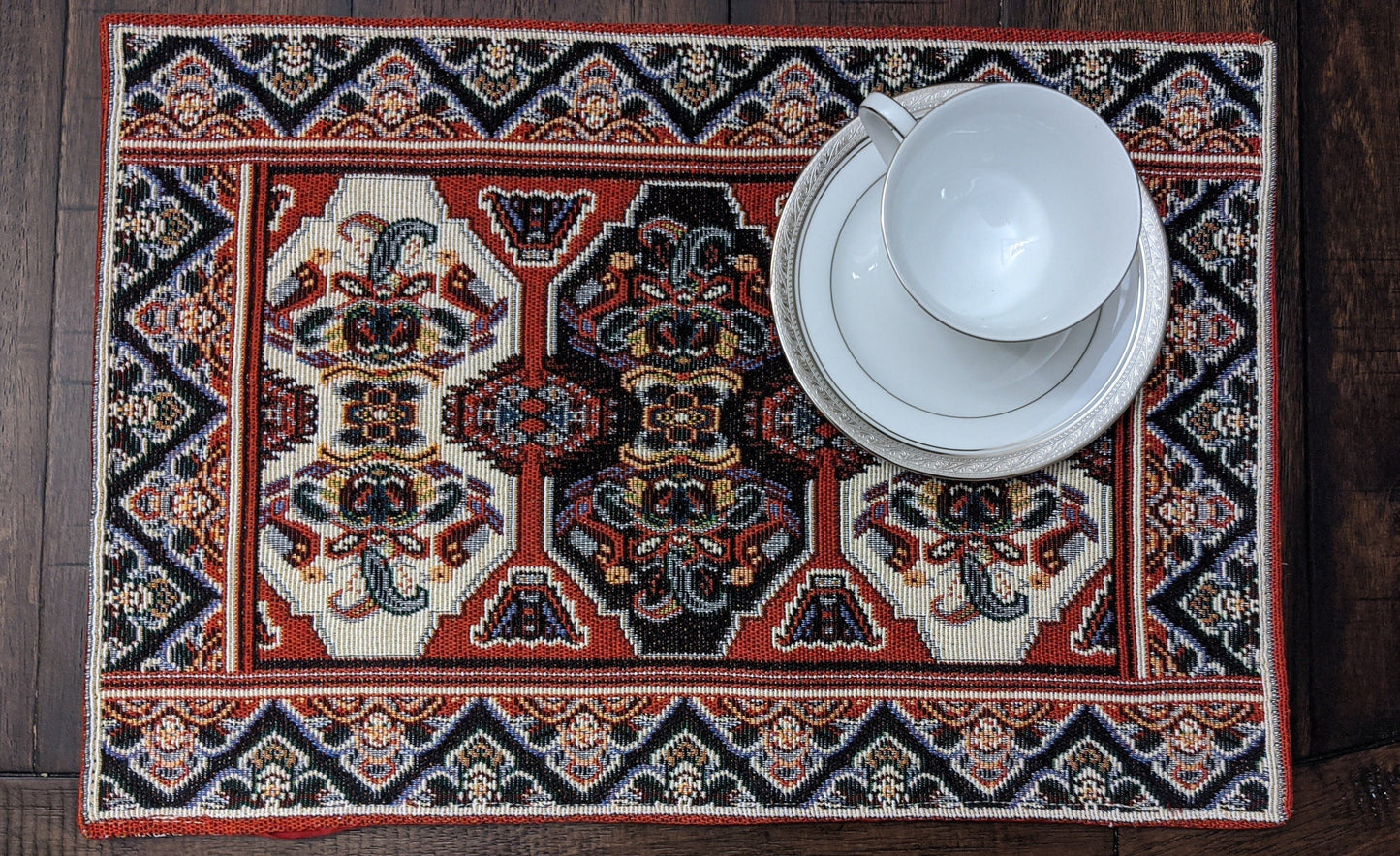 Set of 4-Pieces Kilim Red Persian Rug Woven Tapestry Placemats 13” x 19”