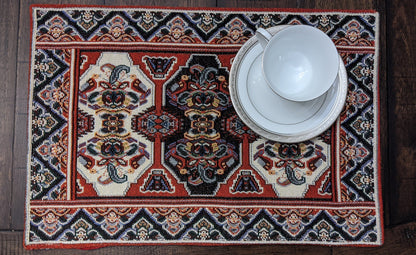 Set of 4-Pieces Kilim Red Persian Rug Woven Tapestry Placemats 13” x 19”