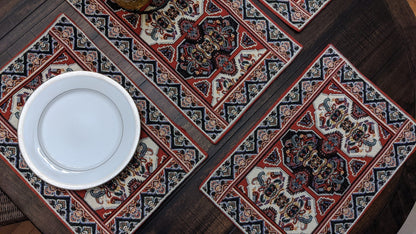 Set of 4-Pieces Kilim Red Persian Rug Woven Tapestry Placemats 13” x 19”