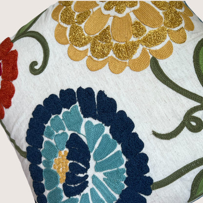 18x18" Embroidered Floral Boho Floral Throw Pillow Decorative Cover