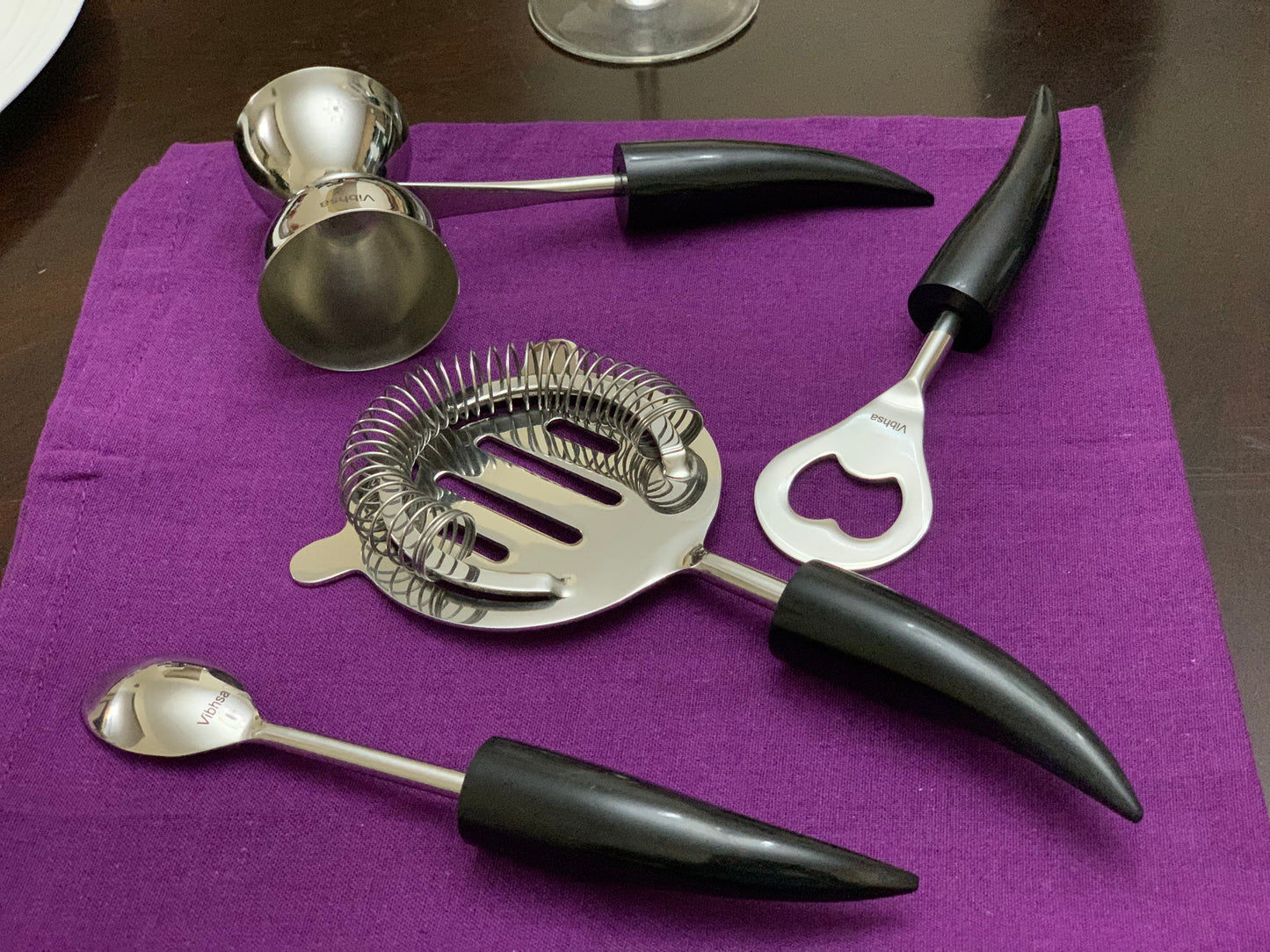 Bar Tools & Kit set of 4 for Home Bar (Black)