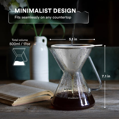Pour Over Coffee Maker with Filter -17oz
