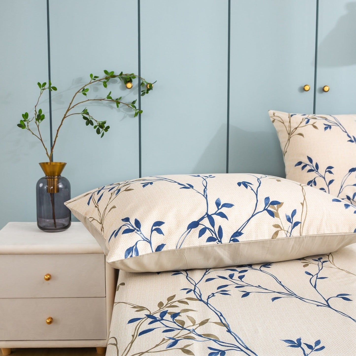 Leaf Vine Cream Beige Pillowcase, set 2
