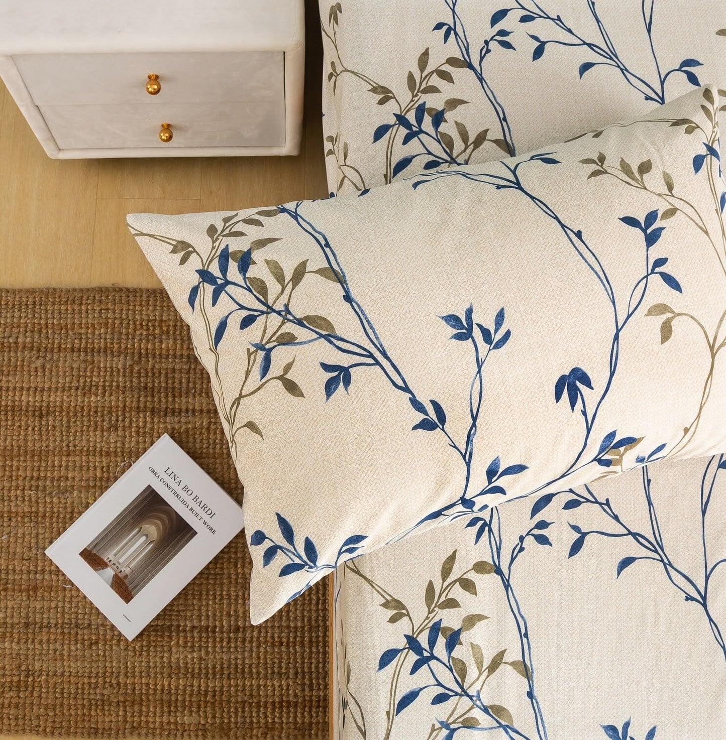 Leaf Vine Cream Beige Pillowcase, set 2