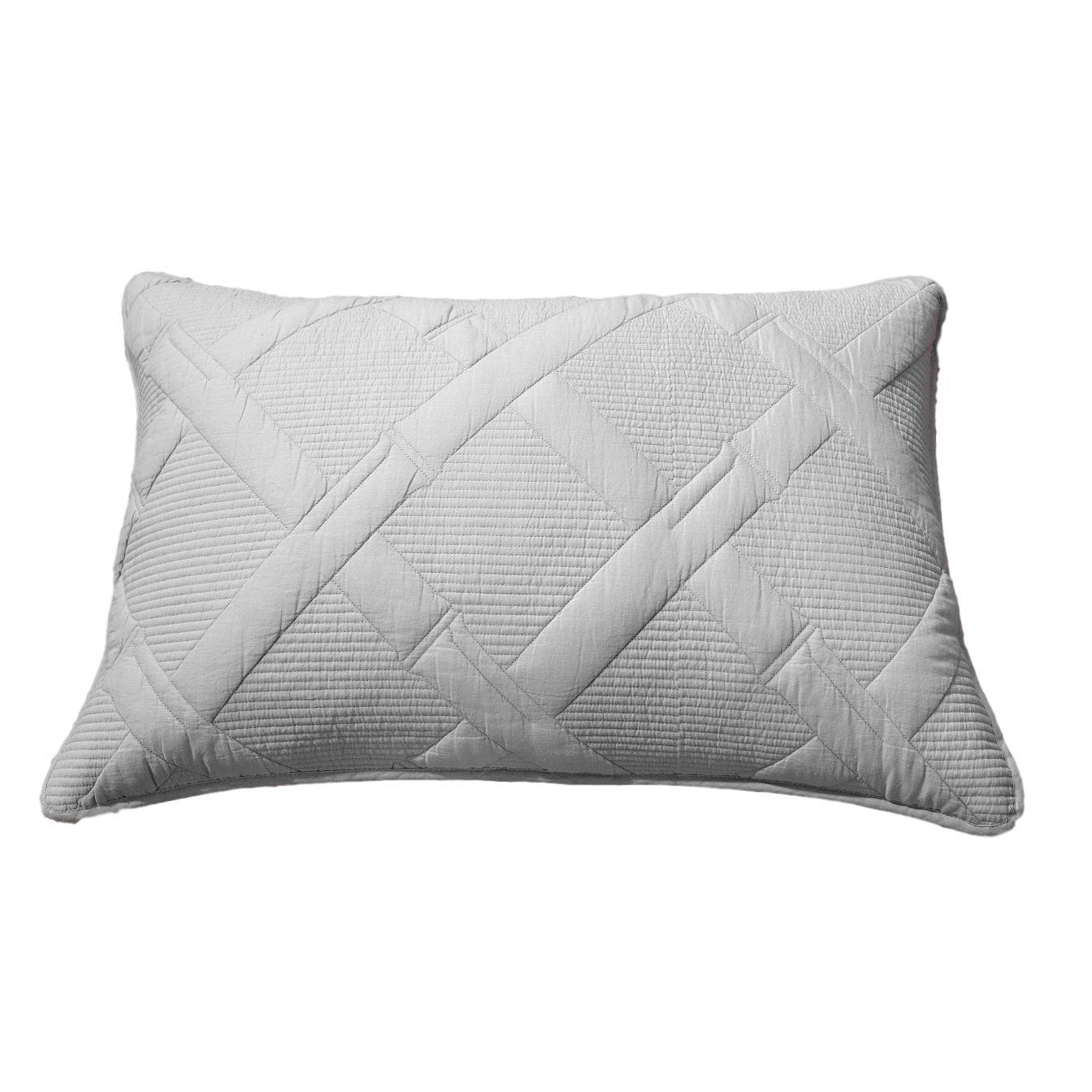 Cotton Light Grey Silver Soothing Pastel Diamond Pillow Sham