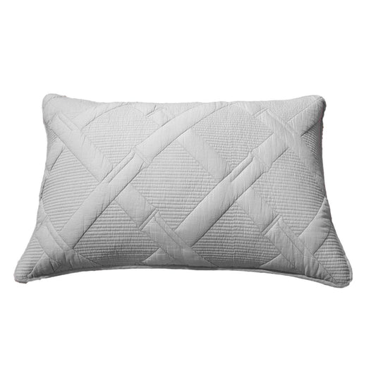 Cotton Light Grey Silver Soothing Pastel Diamond Pillow Sham