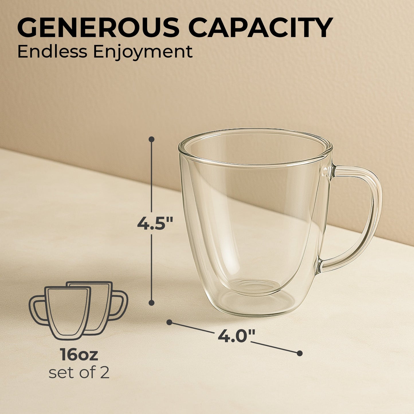 Coffee Mug Set, Tempered Glass