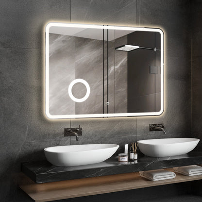 Crater II LED Bathroom Mirror | Anti-Fog, 3X Magnification