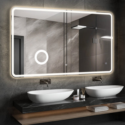 Crater II LED Bathroom Mirror | Anti-Fog, 3X Magnification