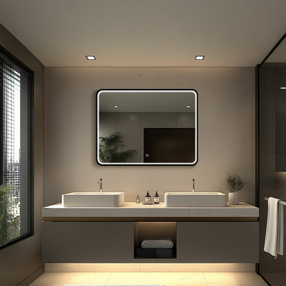 Taurus II LED Mirror | Matte Black, Dimmable, Anti-Fog
