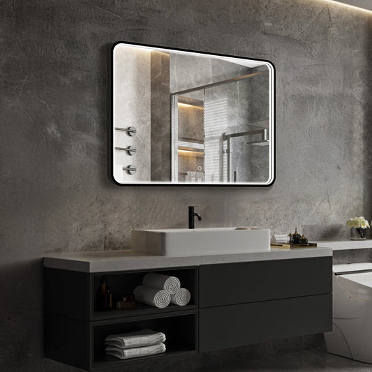 Taurus II LED Mirror | Matte Black, Dimmable, Anti-Fog
