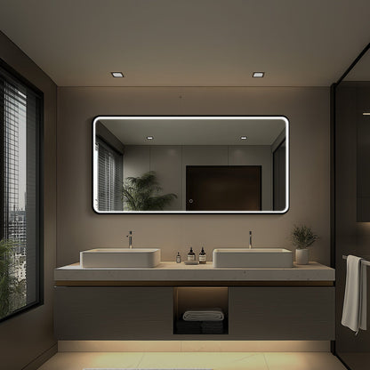 Taurus II LED Mirror | Matte Black, Dimmable, Anti-Fog