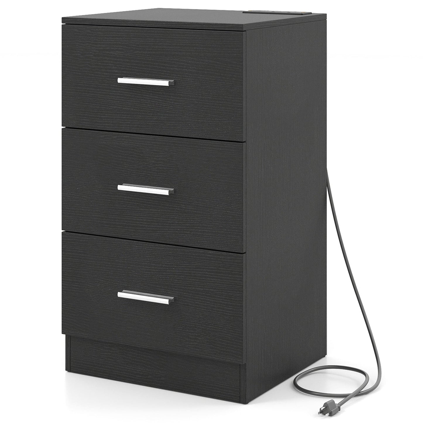 Nightstand with Charging Station & 3 Drawers