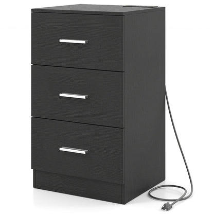 Nightstand with Charging Station & 3 Drawers
