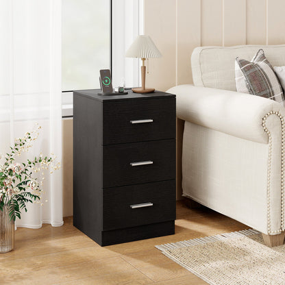 Nightstand with Charging Station & 3 Drawers