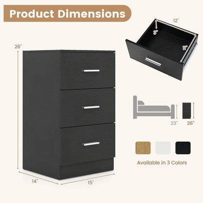 Nightstand with Charging Station & 3 Drawers