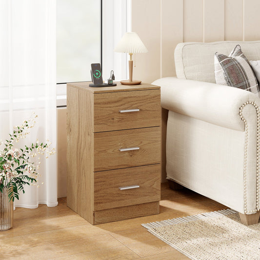 Nightstand with Charging Station & 3 Drawers