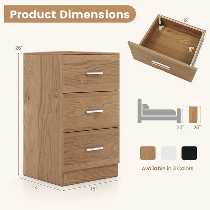 Nightstand with Charging Station & 3 Drawers