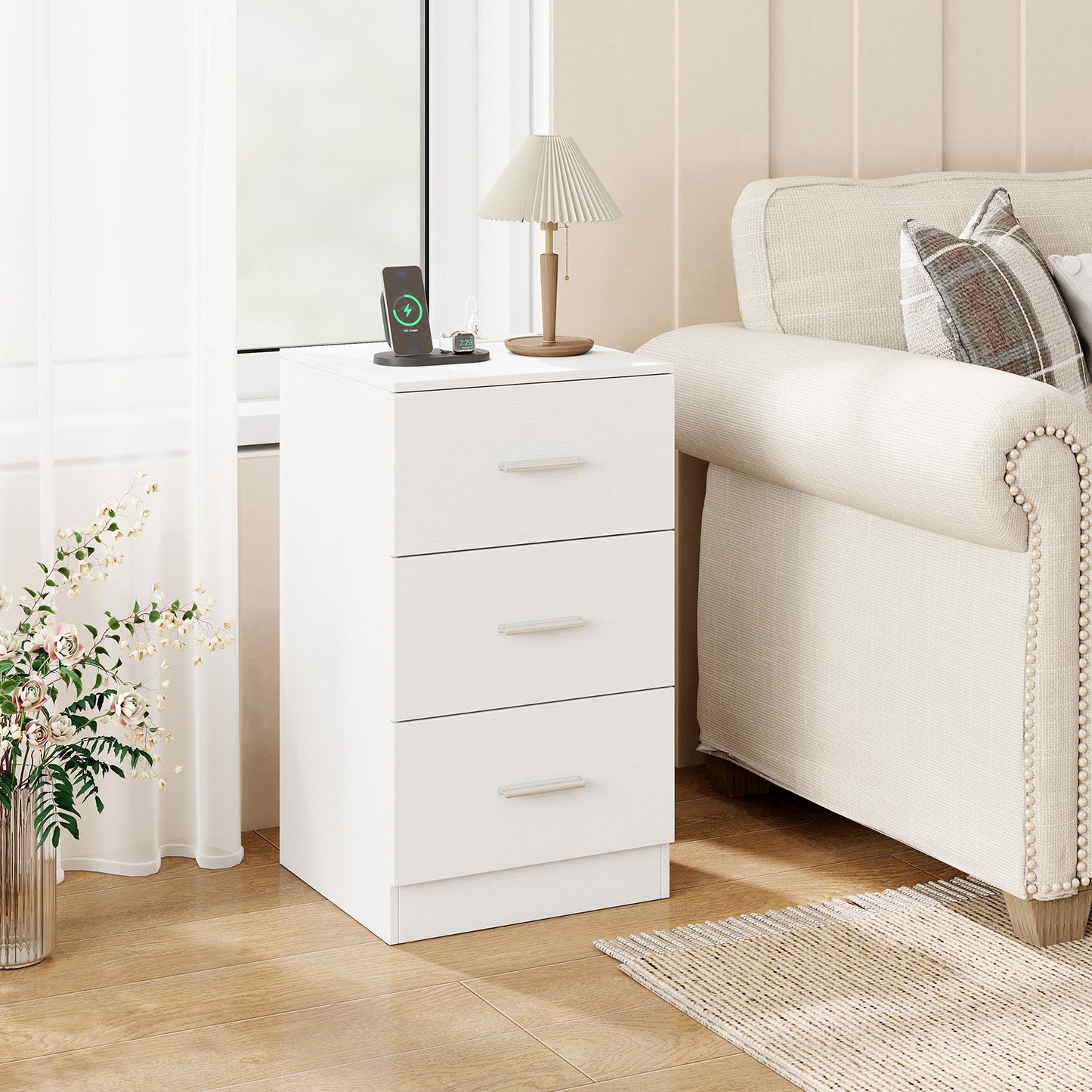 Nightstand with Charging Station & 3 Drawers