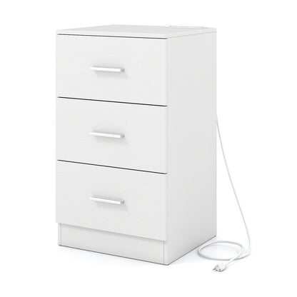Nightstand with Charging Station & 3 Drawers