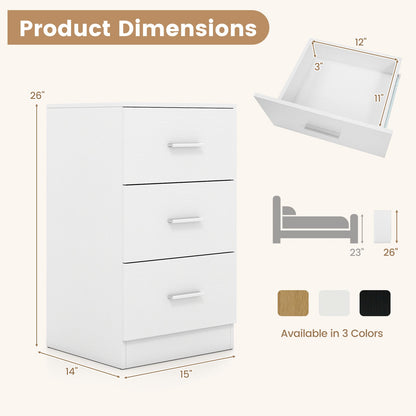 Nightstand with Charging Station & 3 Drawers