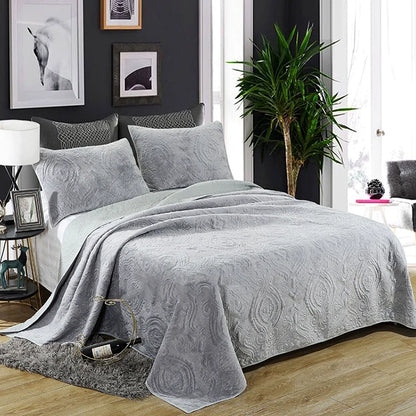 Three-Piece Bed Cover, Quilted,  One Side Velvet One Side Pure Cotton