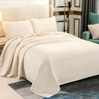 Three-Piece Bed Cover, Quilted,  One Side Velvet One Side Pure Cotton