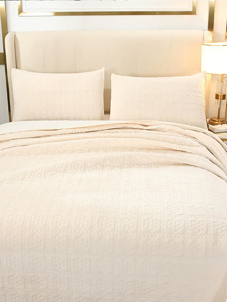 Three-Piece Bed Cover, Quilted,  One Side Velvet One Side Pure Cotton