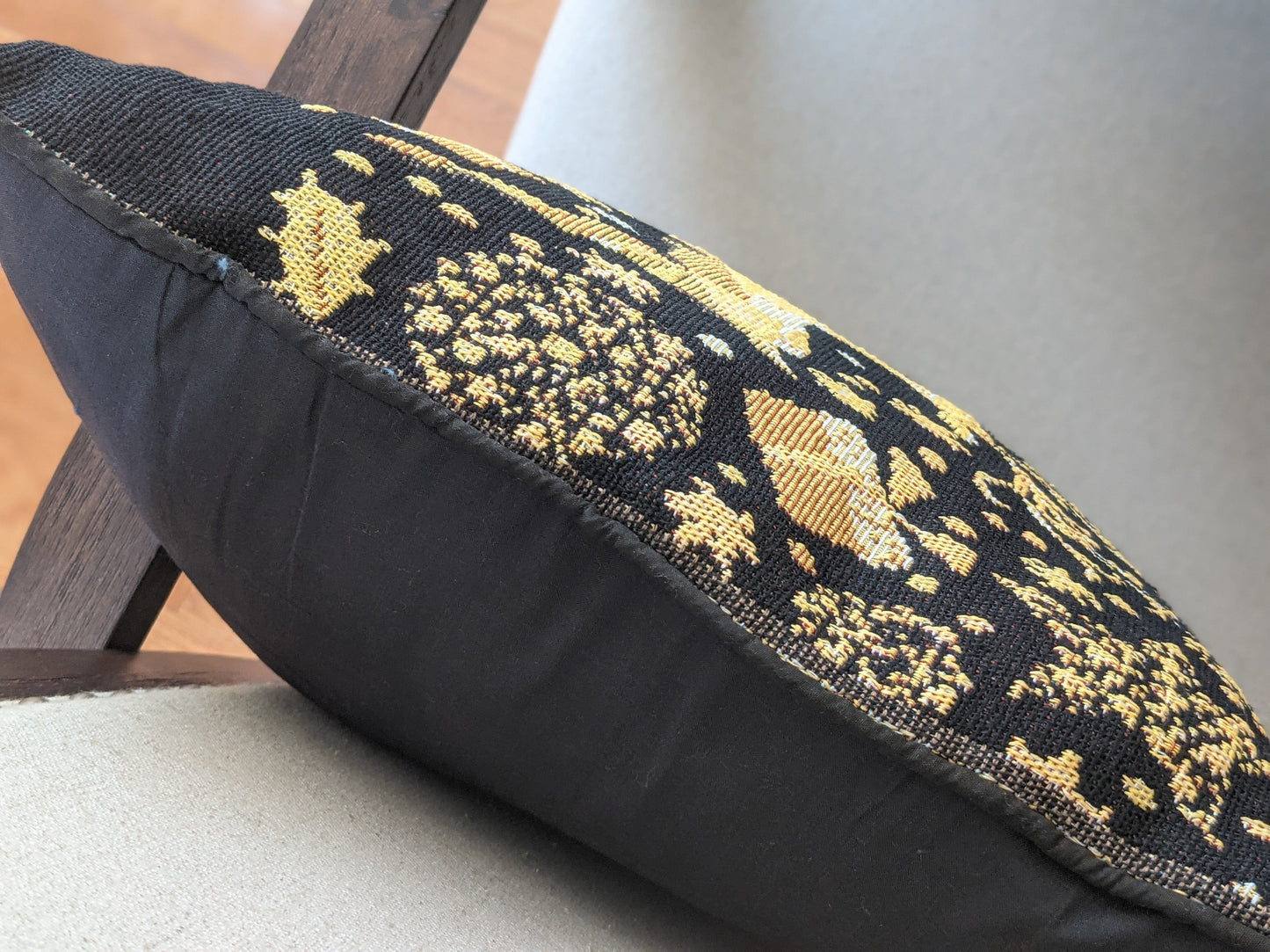 Golden Reindeer Woven Tapestry Throw Pillow Covers 16" x 16"