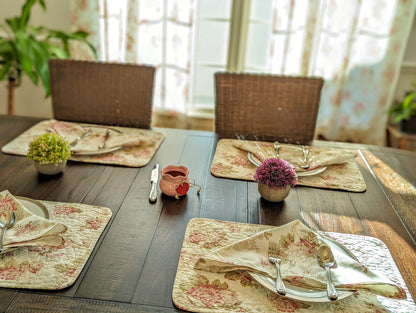 Quilted Cotton Dining Table Placemats 13” x 19”, set 4