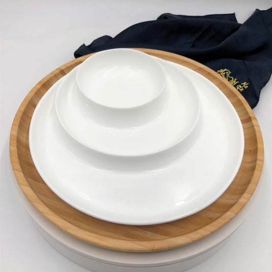 Bamboo And Porcelain 3 Section Divided Dish