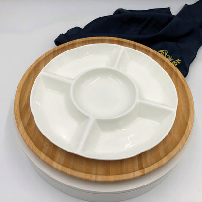 Bamboo And Porcelain 5 Section Divided Dish