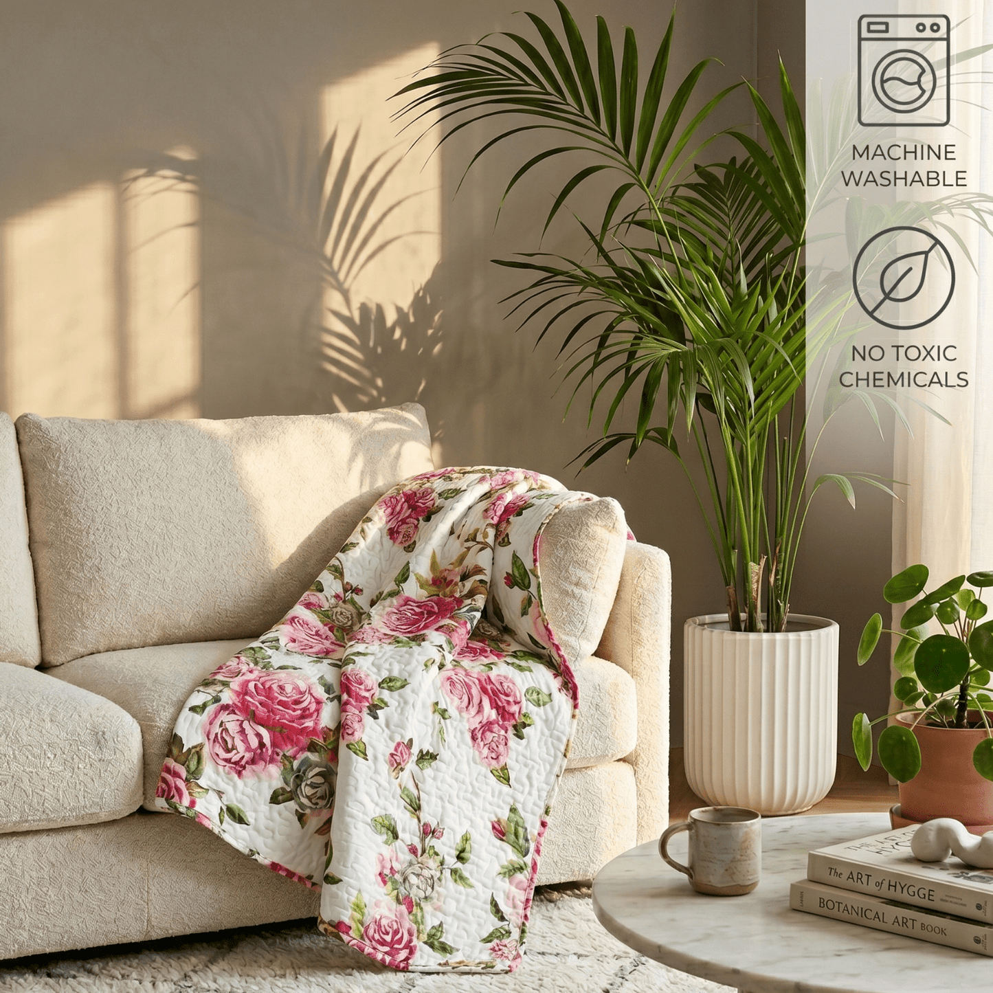 Roses Floral, quilted Throw Blanket - 50 x 60"