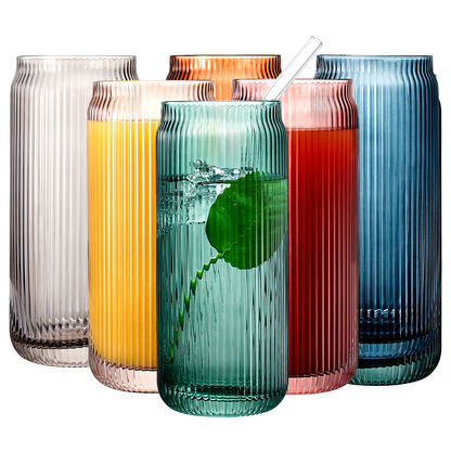 Highball Glassware/Glass Straws, Set of 6