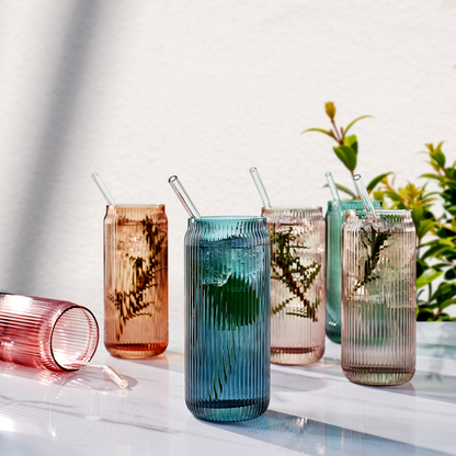 Highball Glassware/Glass Straws, Set of 6