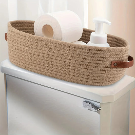 Oval Woven Bathroom Storage Basket,Toilet Paper Holder, Toy Storage Basket