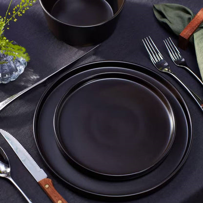 16-Piece Stoneware Dinnerware Set, Black