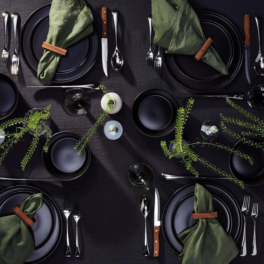 16-Piece Stoneware Dinnerware Set, Black