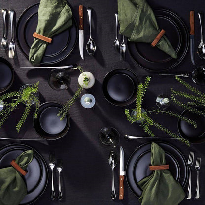 16-Piece Stoneware Dinnerware Set, Black