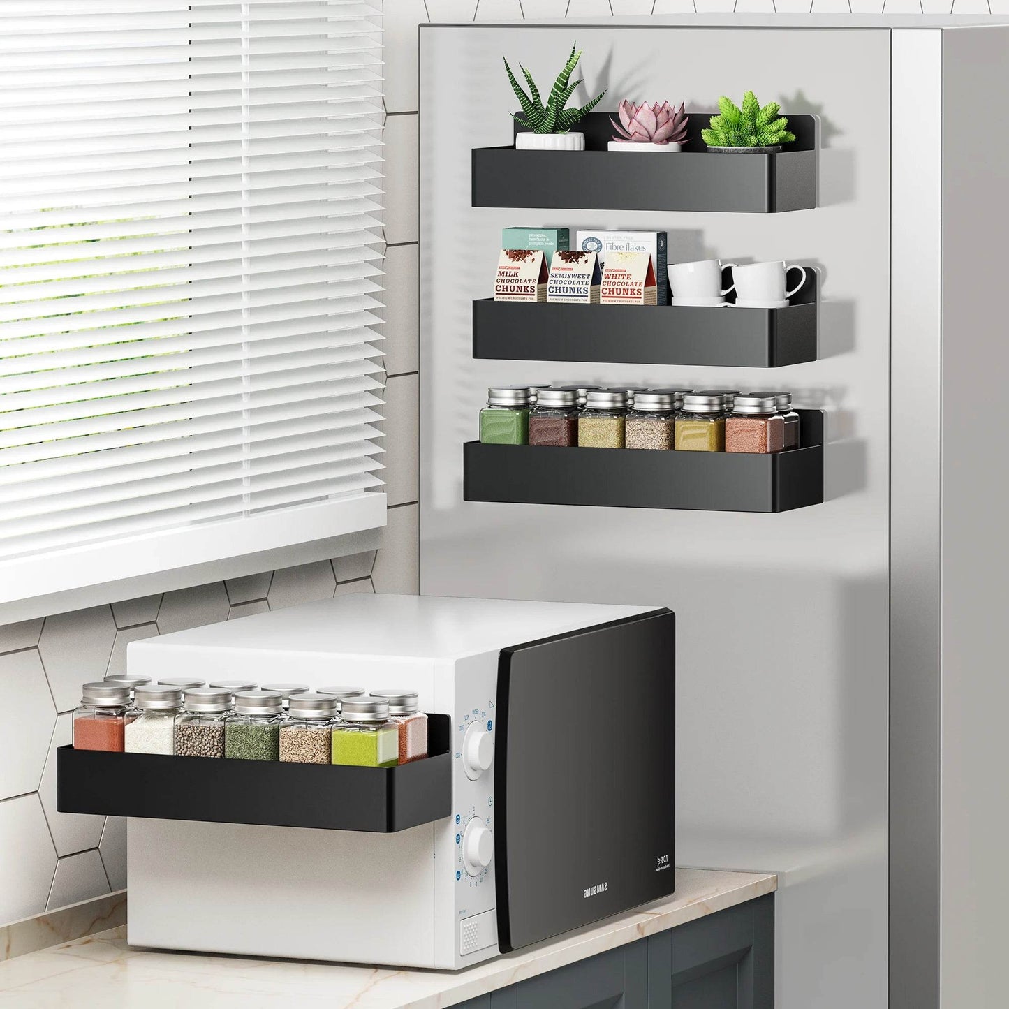Magnetic Spice Rack/Shelf Set for Refrigerator