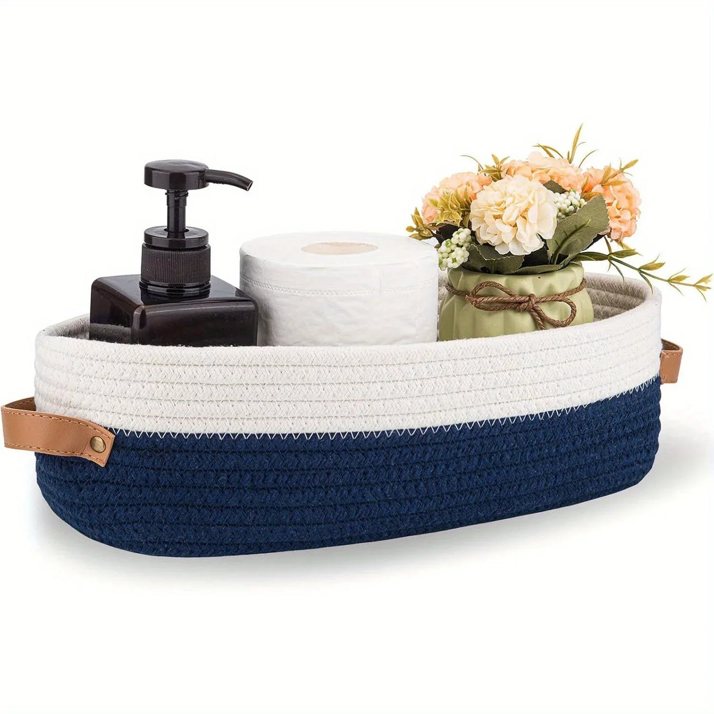 Oval Woven Bathroom Storage Basket,Toilet Paper Holder, Toy Storage Basket