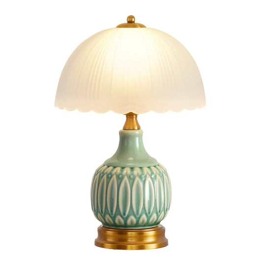 Vintage Lamp for Living Room,16" Modern Ceramic Table Lamps for Bedroom,Retro Bedside Nightstand Traditional Lamps,Classic Chino