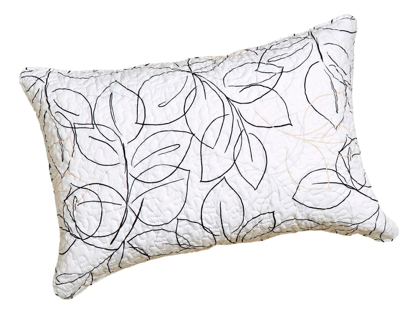 Abstract Leaf Line Art Foliage White Grey Black Gold Pillow Shams