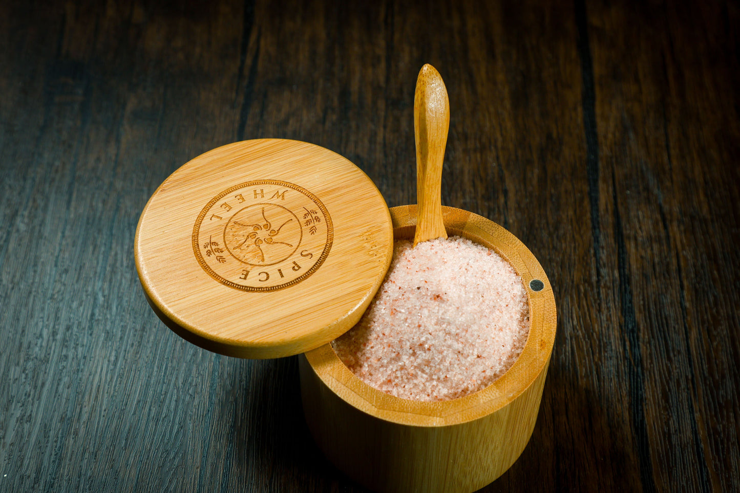 Bamboo Salt Container with Pink Himalayan Salt
