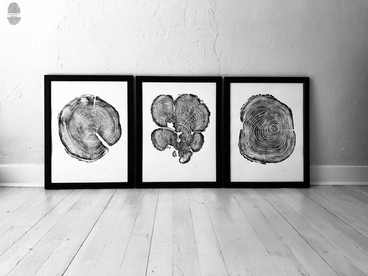 Three Panel Tree Blocks, Woodcut print, Signed Original