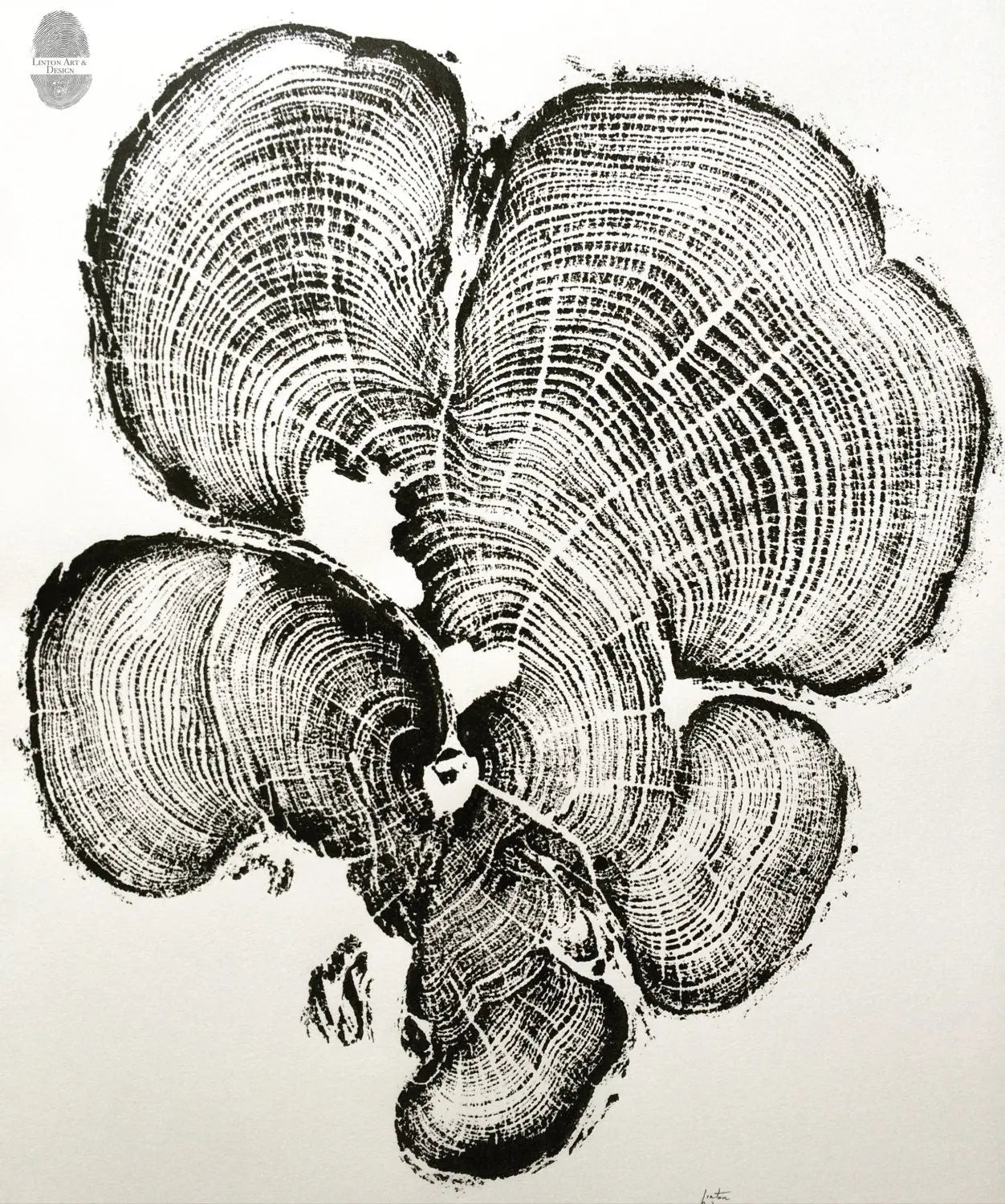 Three Panel Tree Blocks, Woodcut print, Signed Original