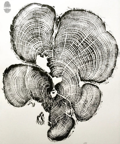 Three Panel Tree Blocks, Woodcut print, Signed Original