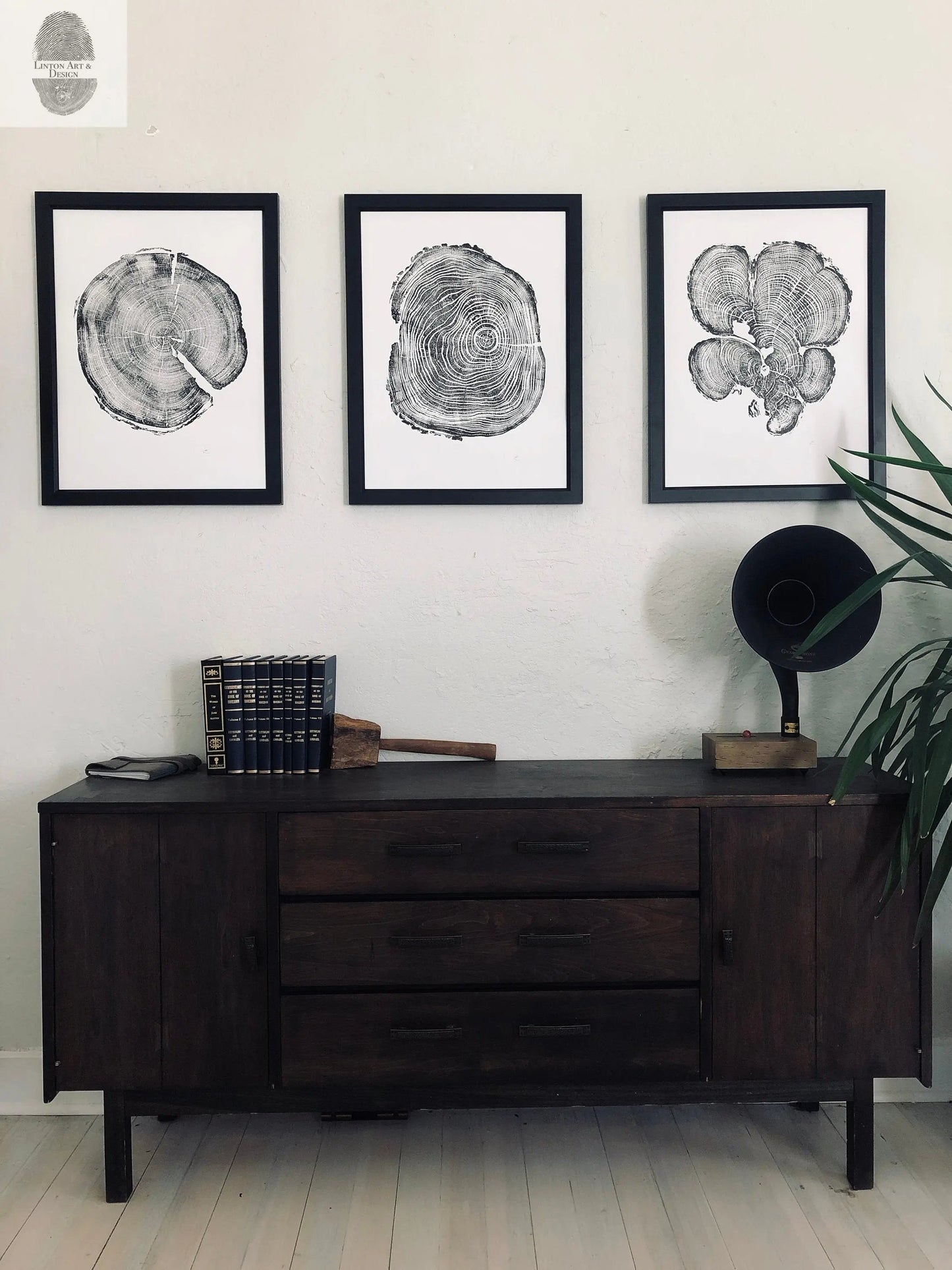Three Panel Tree Blocks, Woodcut print, Signed Original